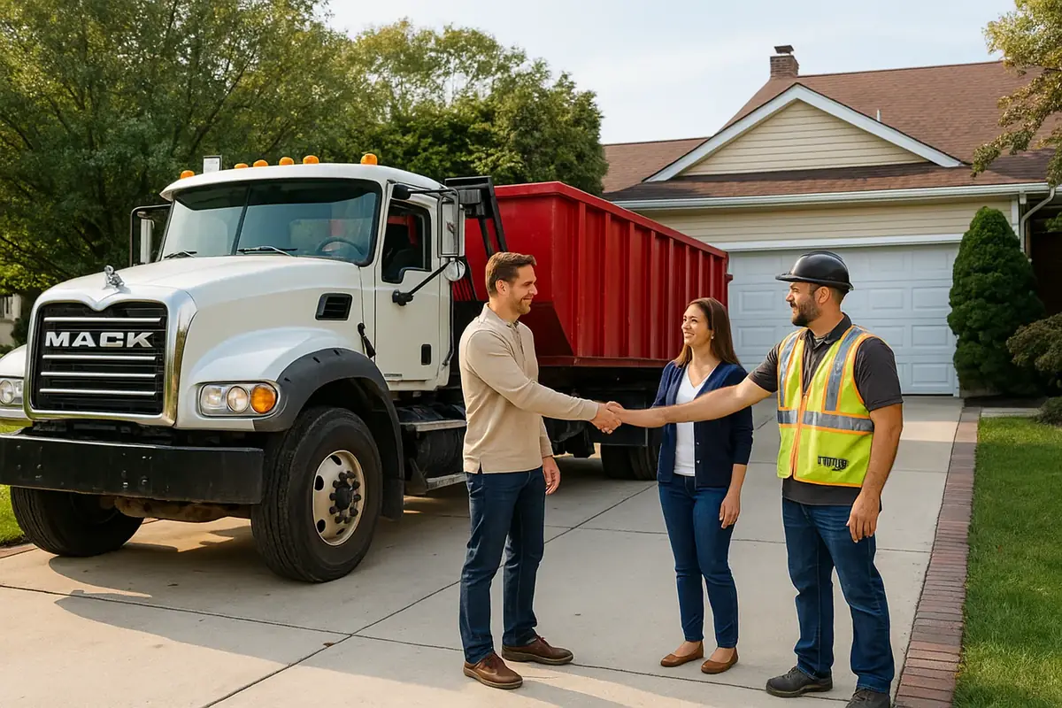 Roll-off dumpster used for ongoing business waste disposal